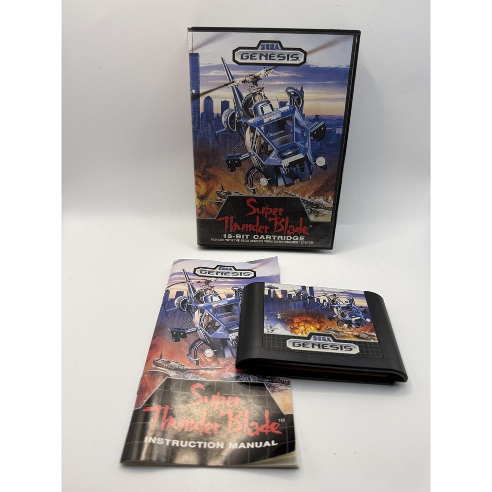 Super Thunder Blade Sega Genesis Game Complete CIB Tested 1989 Japan Shooter